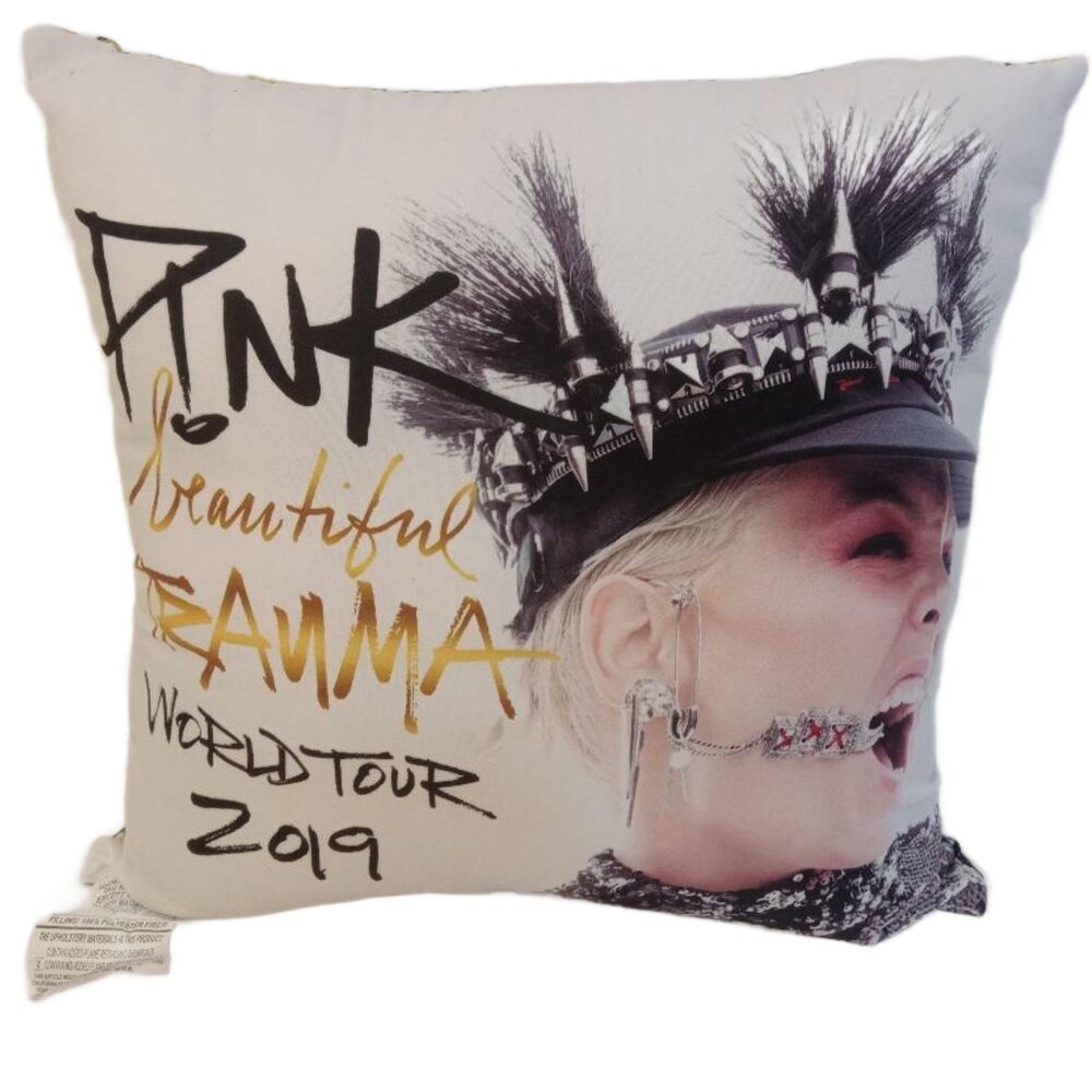 PINK Decorative Pillow Black Gold White Beautiful Trauma World Tour 2019 14 x 14